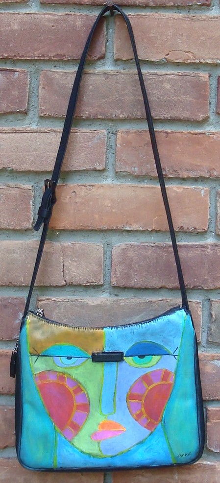 Hand Painted Handbag Hand Painted Purse With Funky Abstract Faces on Luulla